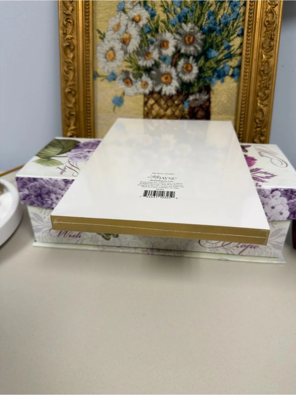 Lady JAYNE Brown Ivory Green Botanical Gold Tone Guilded Pages Lined Notepad